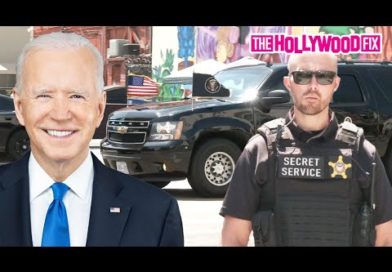 President Joe Biden Arrives With His Massive Motorcade & Heavy Security At Jimmy Kimmel Live Studios